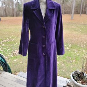 Boutique Europa Purple Velvet Long Coat